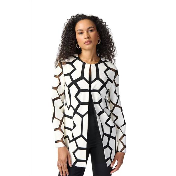 Laser-Cut Leatherette on Mesh Jacket 241905S25